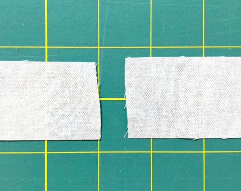 Two strips of fabric ready to be joined together