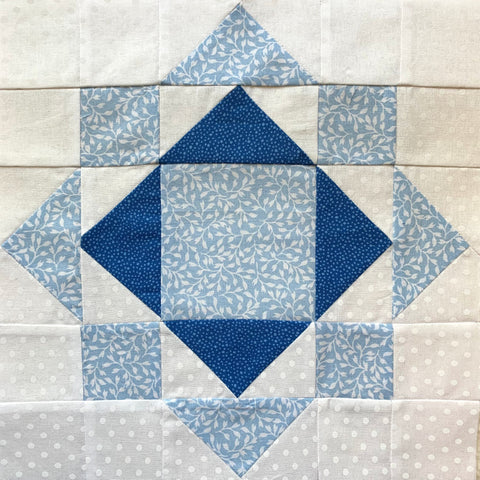 Mrs. Bryons Quilt Block made in White and Blue