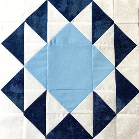 Jack's Delight Quilt Block made in Blues and White