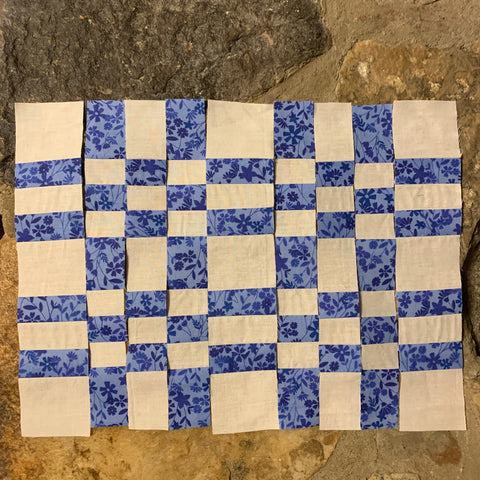 Strips arranged together, ready to be sewn together