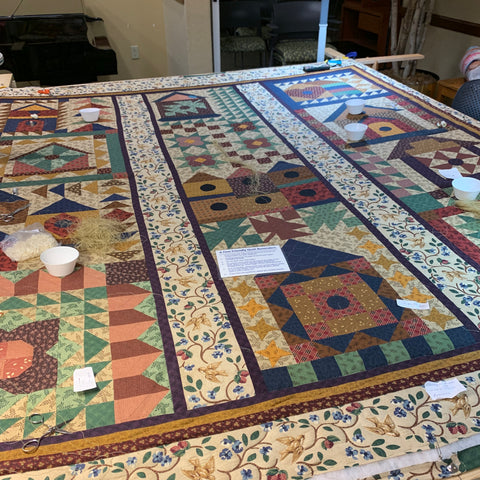 Quilt being quilted at quilt days