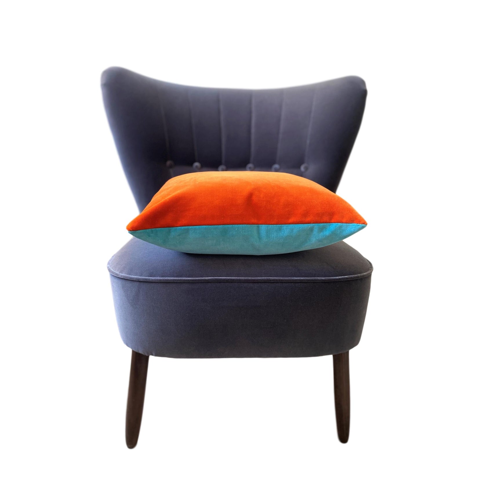 Burnt Orange Velvet Cushion With Turquoise ?v=1648552306&width=1646