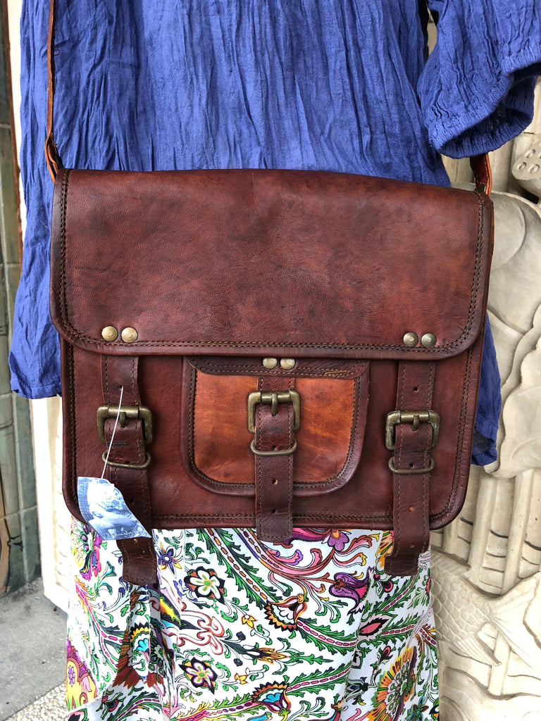 camel leather messenger bag