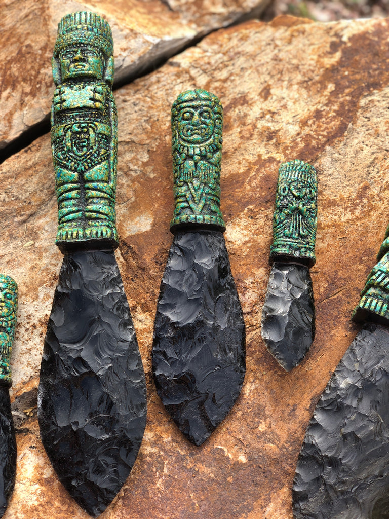 aztec sculpture tongue obsidian knife
