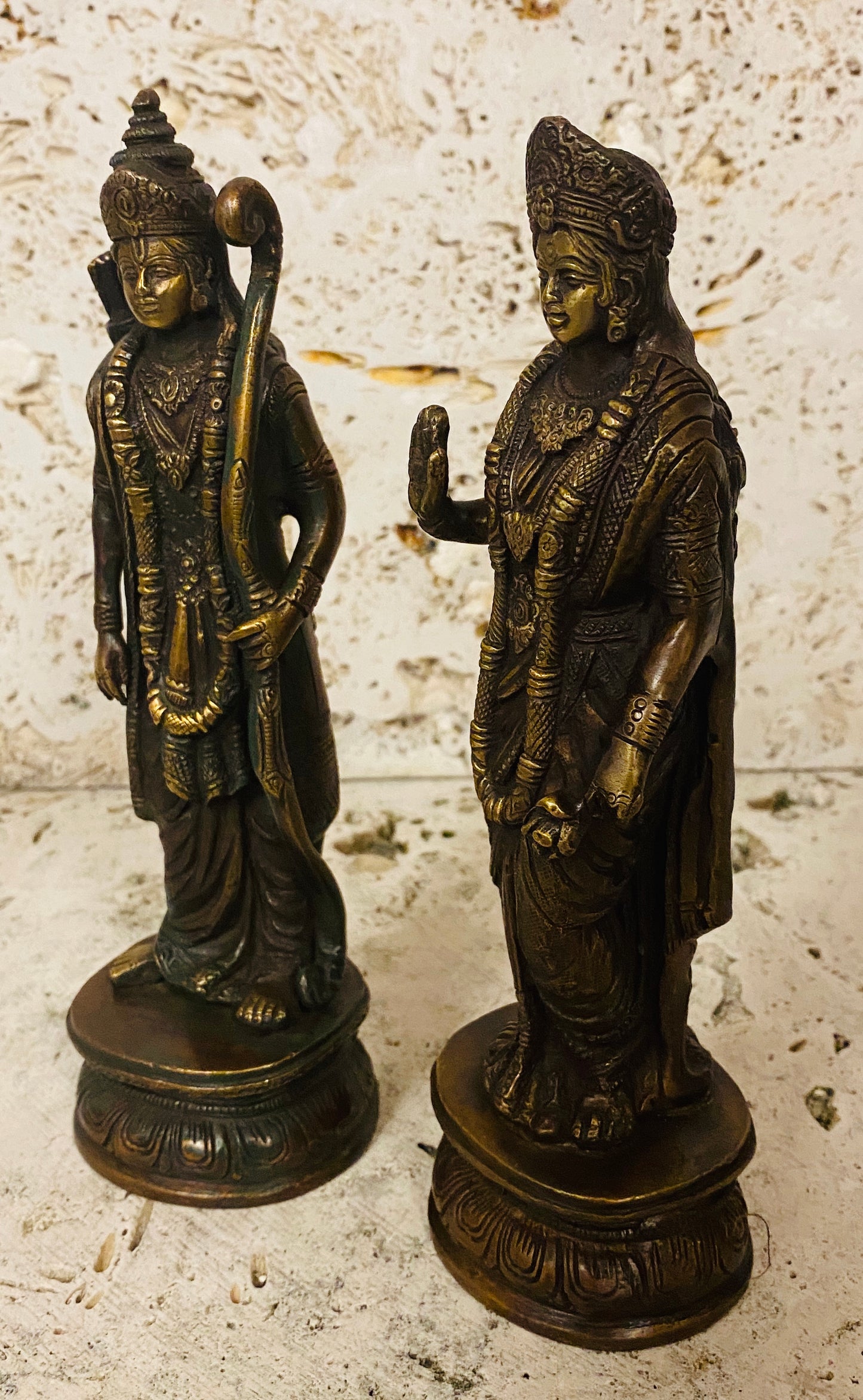 Hand Finished Brass Ram & Sita Statues Set of 2-- 23cm x 7cm