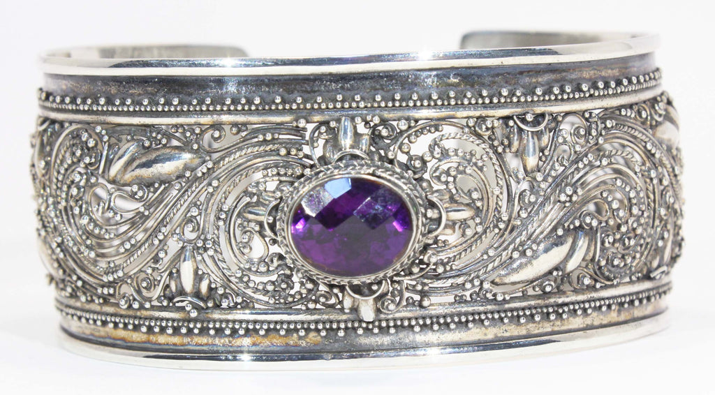 African Amethyst Cuff Bracelet 