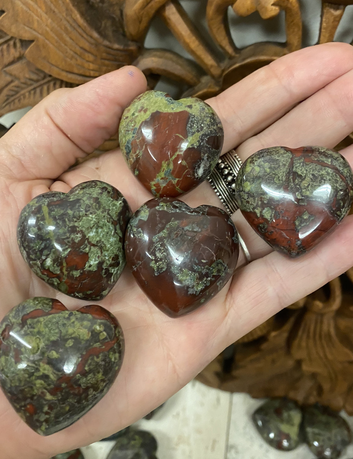 Large Size Dragons Blood Jasper Puffy Hearts From Western Australia Midnight Sun