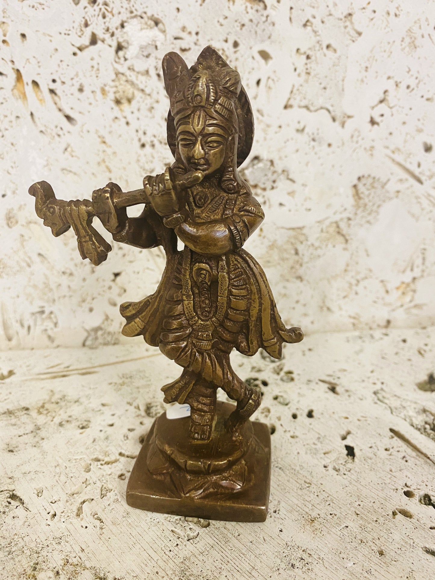 Hand Finished Brass Krishna and Radha Statue --14cm x 9cm
