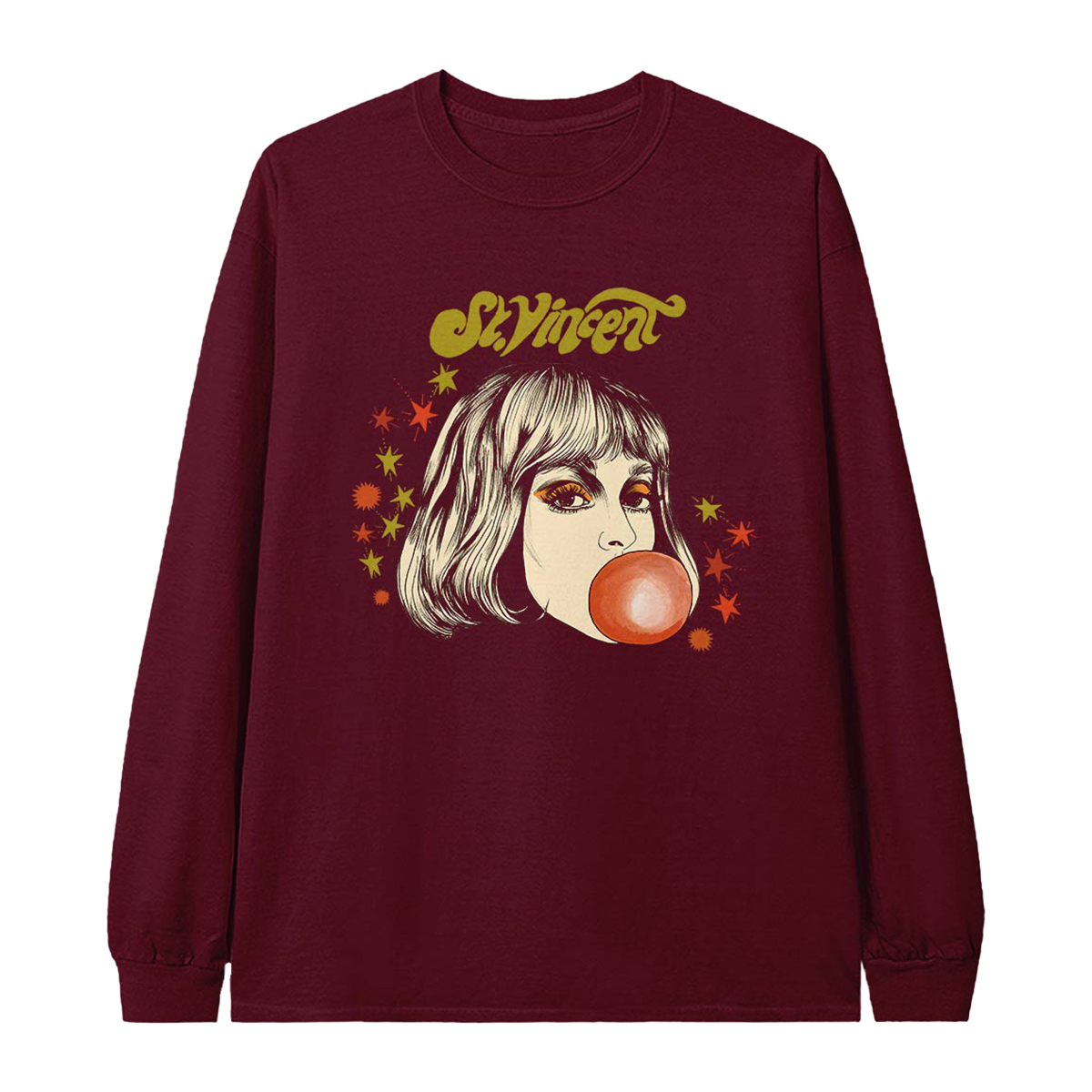 Bubblegum Tour 21 Maroon Long Sleeve Tee - St Vincent Official product image