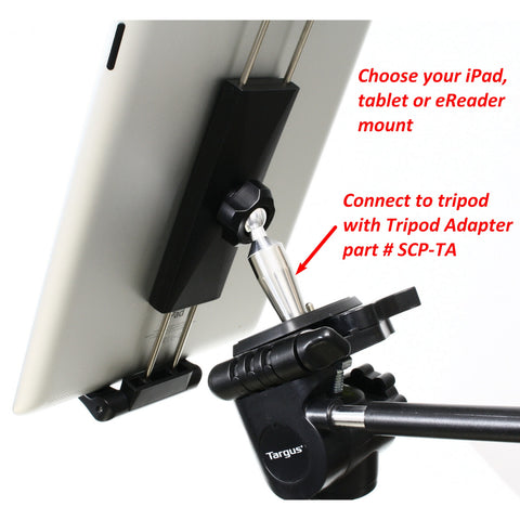 Attach your iPhone, smartphone, iPad, tablet or eReader to your tripod with our Tripod Adapter