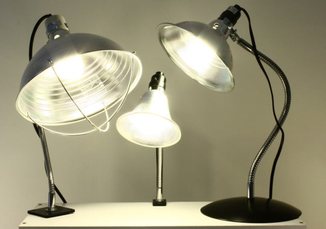 3 size reflector lamps with your choice of flexible gooseneck tube arm and mounting base