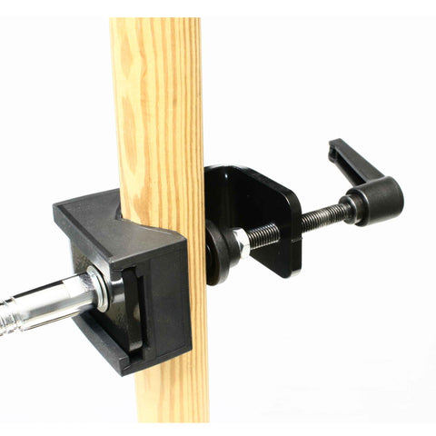 Megaclamp with flexible gooseneck tube mounted to wood post