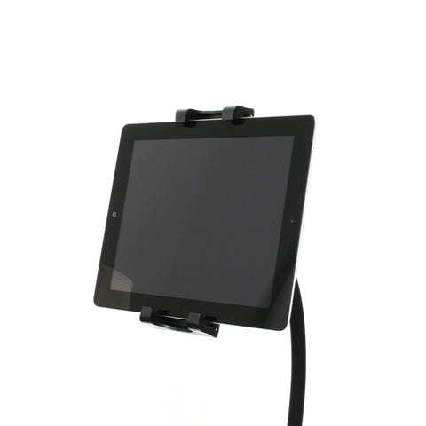 iPad attached to Adjustable Device Mount across the short dimension