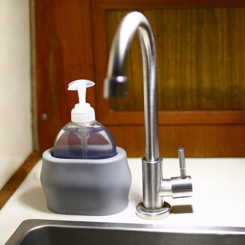 Soap Bottle Holder for Boat & RV shown installed in the galley of a sailboat