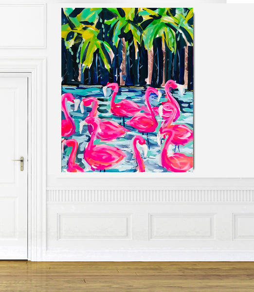 Flamingos Print on Paper or Canvas "Flamingos"