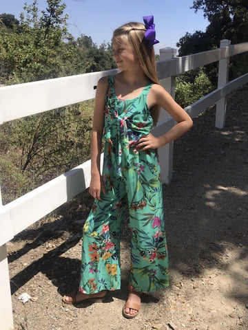 teal floral jumpsuit