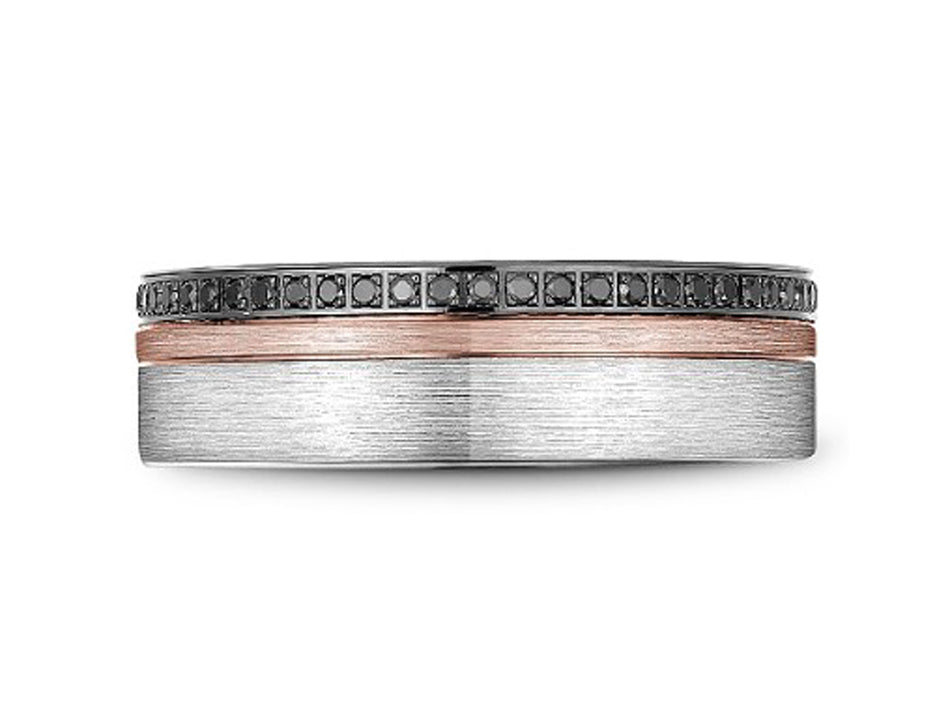 Rose Gold, White Gold and Black Diamond Men's Wedding Band – www ...