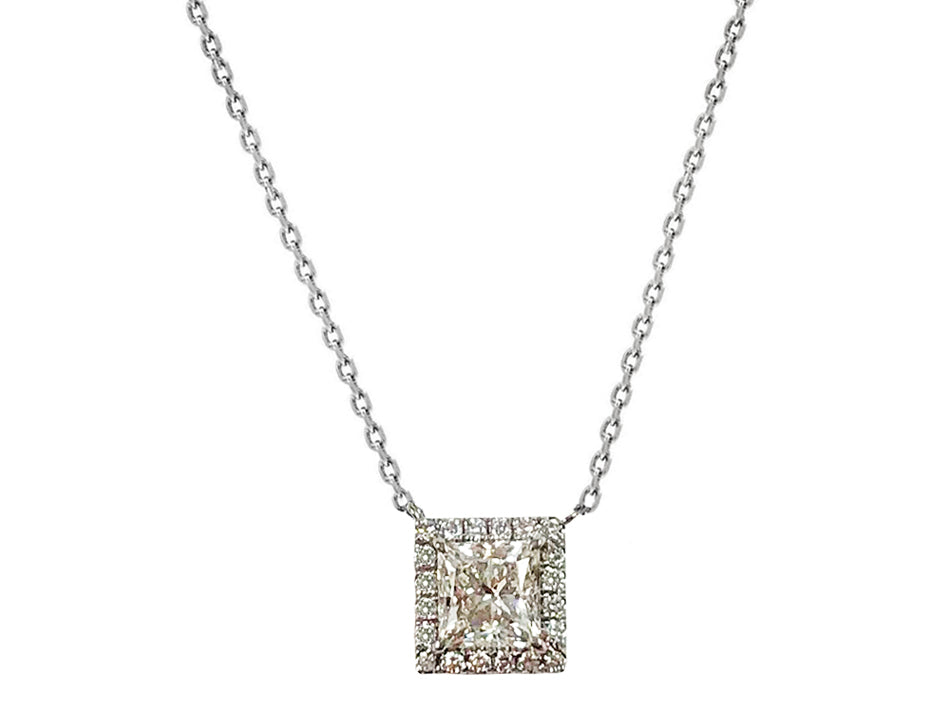 gold square diamond necklace