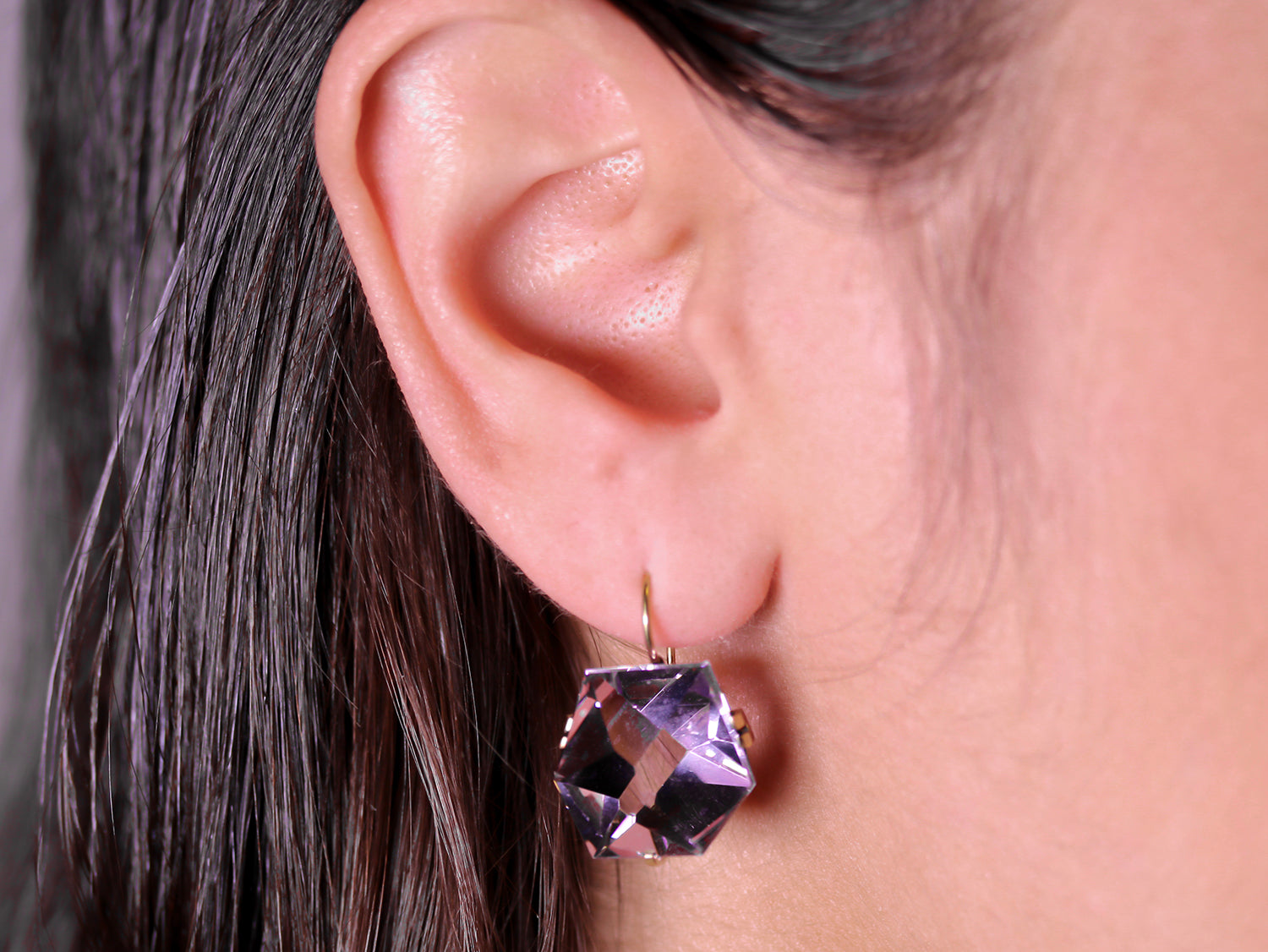 Faceted Lavender Amethyst Drop Earrings (Medium)