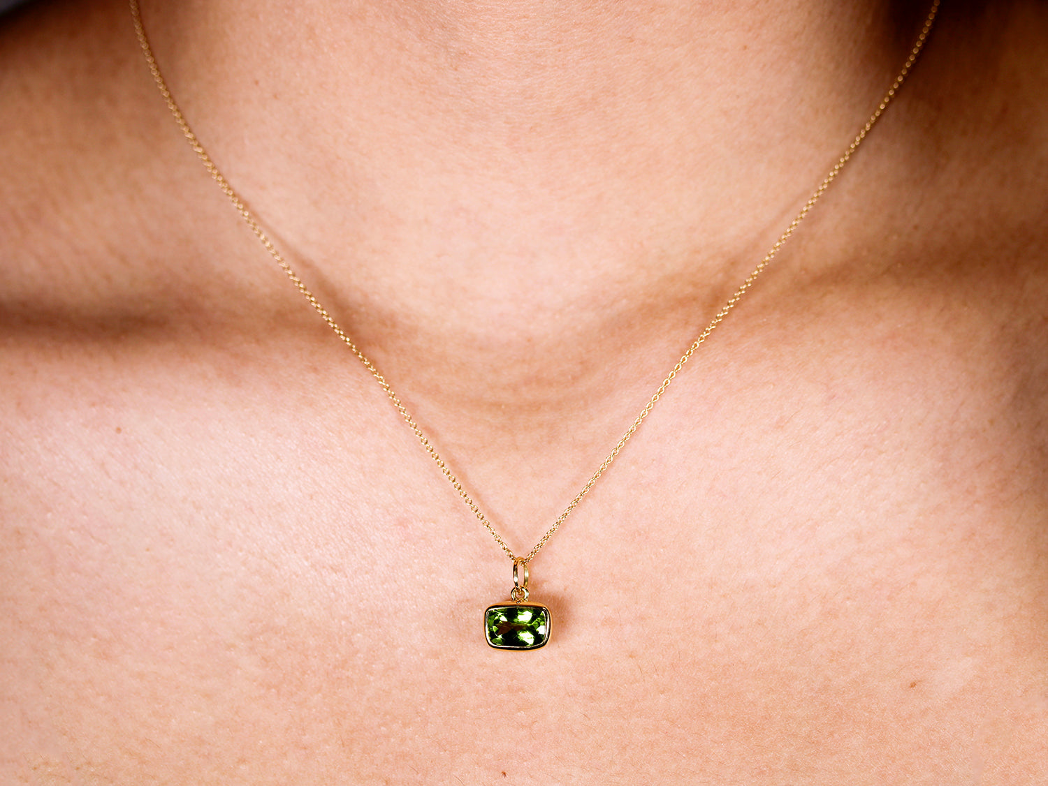 Bezel Set Peridot Necklace