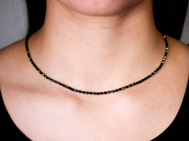 Natural Black Diamond Bead Necklace