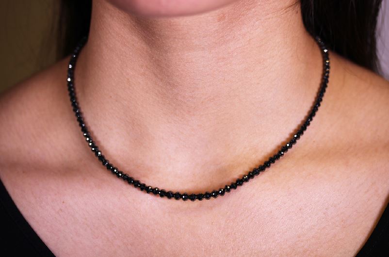 Black Diamond Briolette Bead Necklace