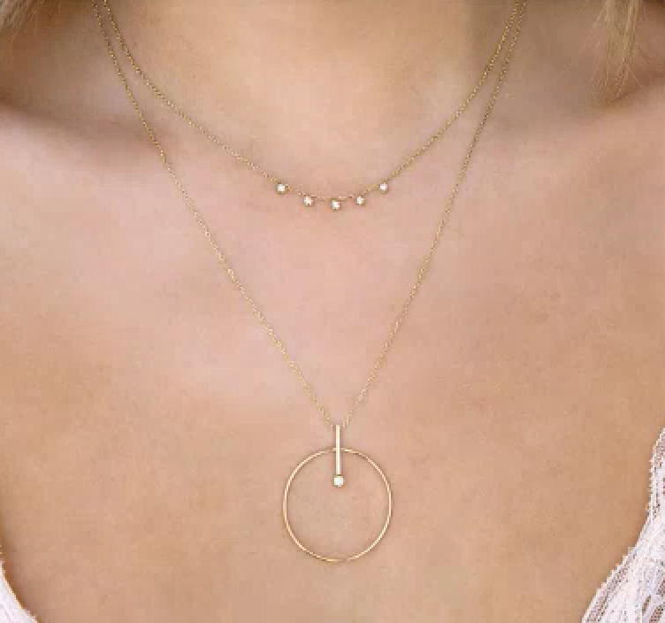 Circle and Bar Diamond Necklace
