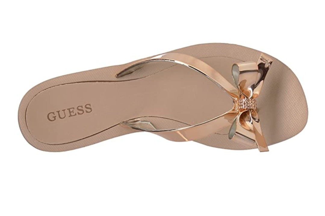 guess gold flip flops