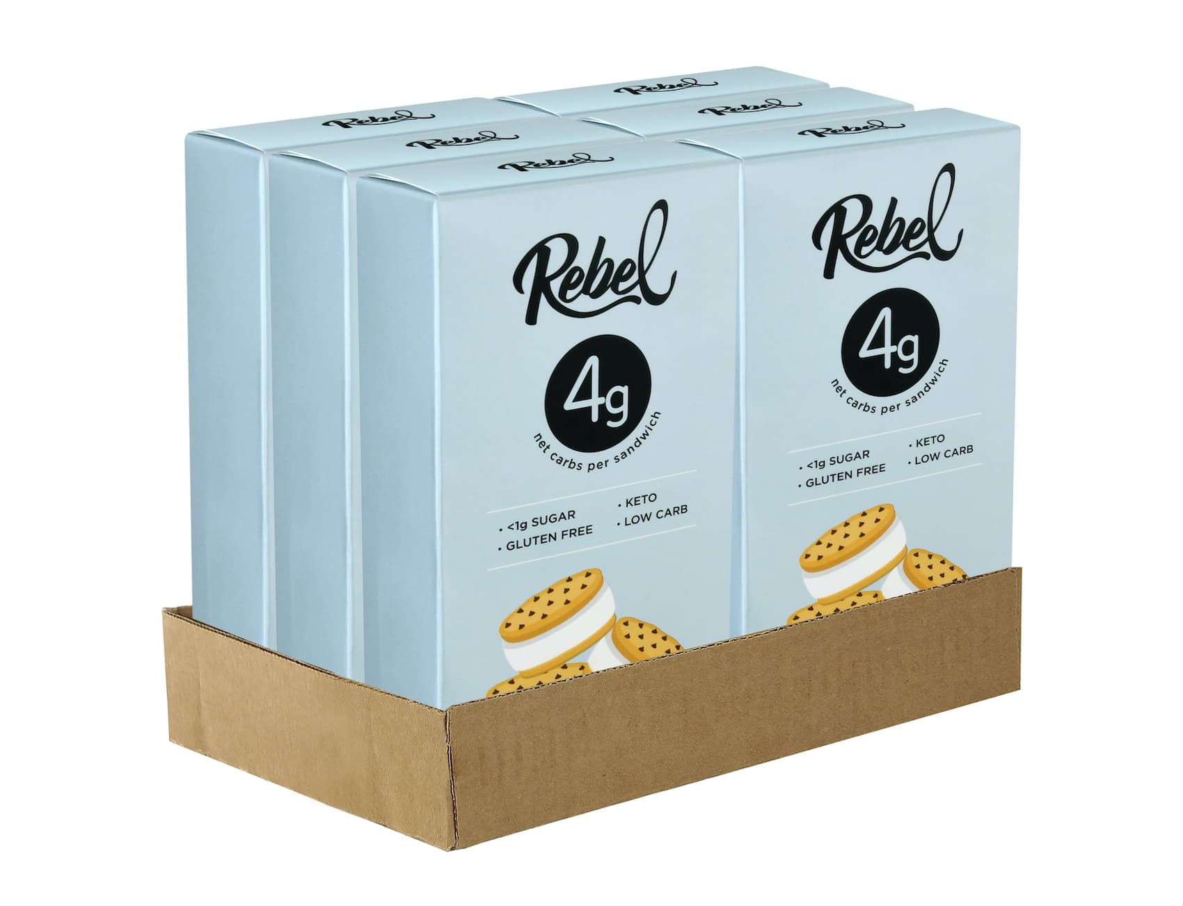 Chocolate Chip Vanilla Sandwich CASE (18 Sandwiches) - Rebel Ice Cream product image