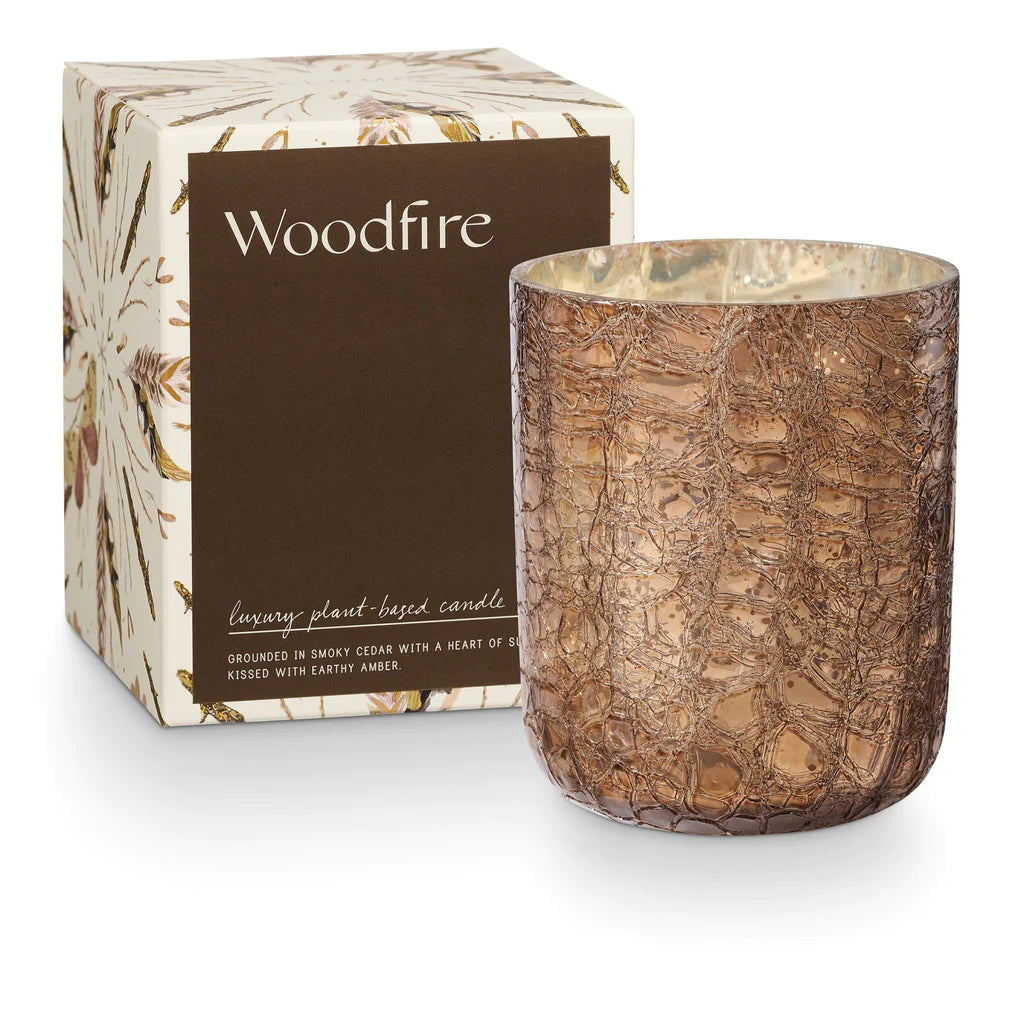 Woodfire Boxed Crackle Glass Candle - Small