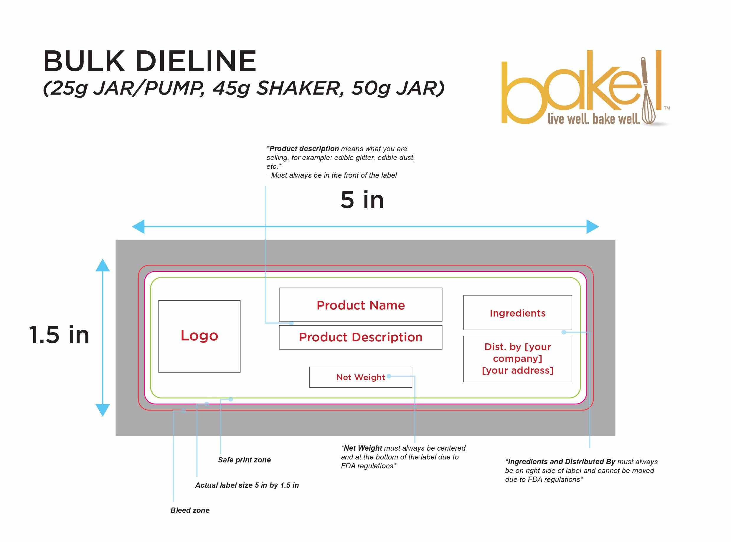 Bulk Dieline, 25g pump, bakell