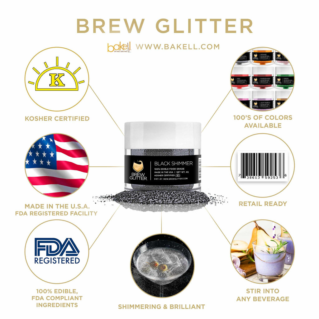 Black Brew Glitter | Edible Beer Glitter | 100% FDA Compliant Edible | Kosher Certified | Halal Certified