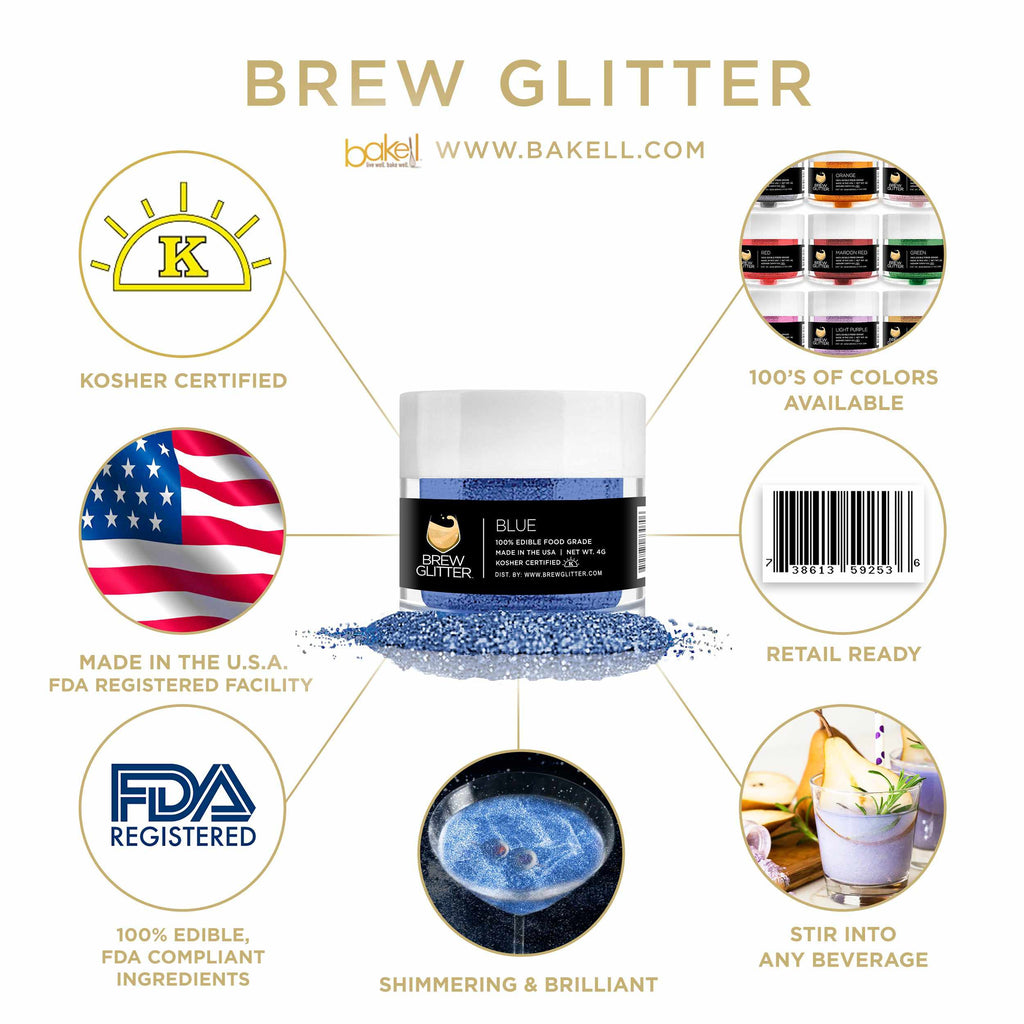 Blue Brew Glitter | Edible Beer Glitter | 100% FDA Compliant Edible | Kosher Certified | Halal Certified