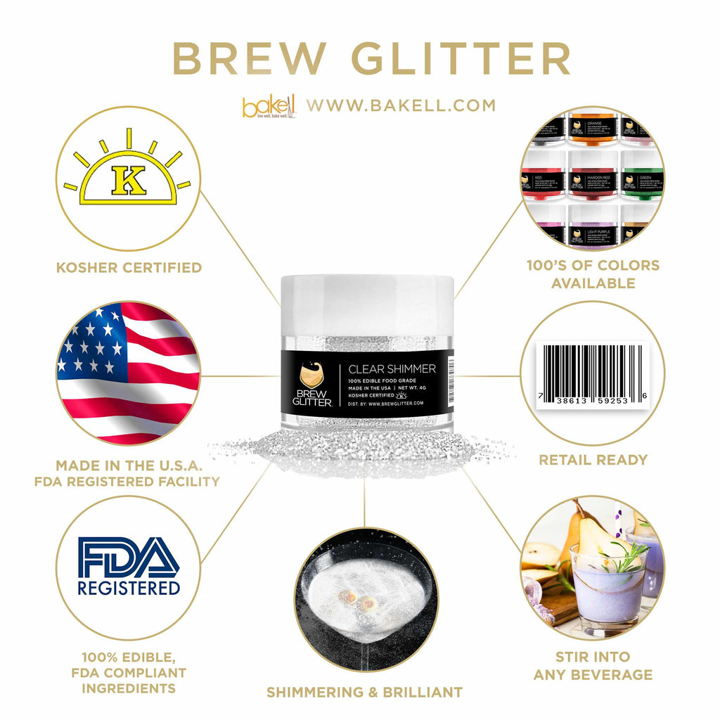 Clear Brew Glitter | Edible Beer Glitter | 100% FDA Compliant Edible | Kosher Certified | Halal Certified