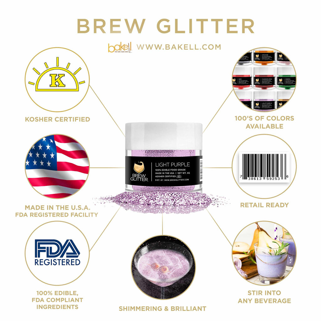 Light Purple Brew Glitter | Edible Beer Glitter | 100% FDA Compliant Edible | Kosher Certified | Halal Certified
