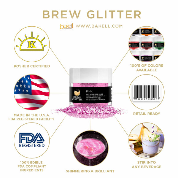 Sparkle Pink Edible Glitter - 1/4 oz - Food Product - FDA approved Kosher  Vegan