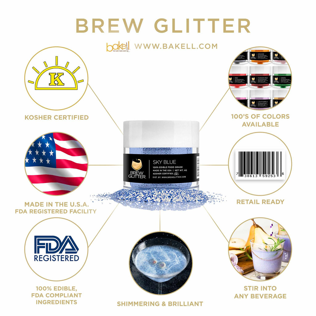 Sky Blue Brew Glitter | Edible Beer Glitter | 100% FDA Compliant Edible | Kosher Certified | Halal Certified