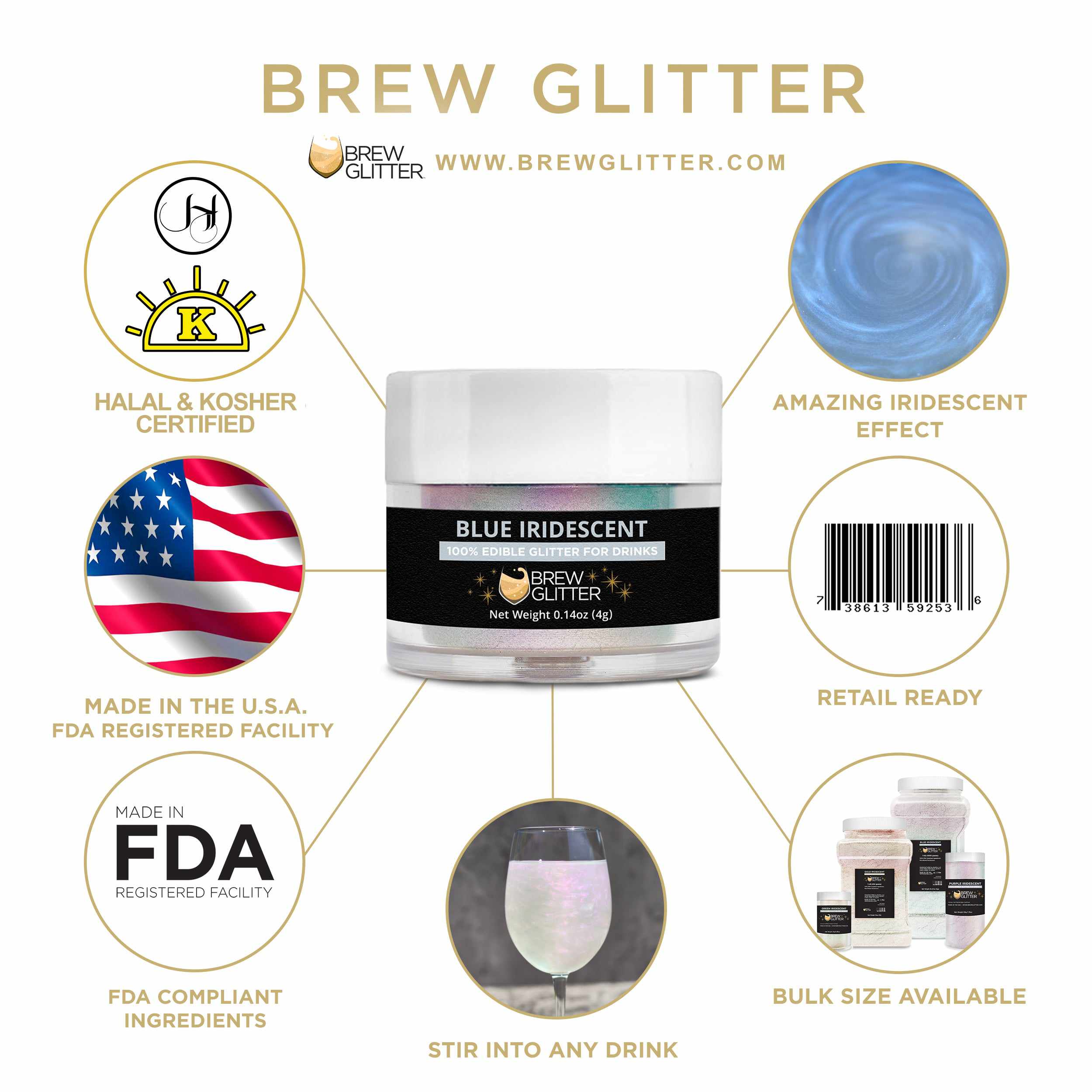 Iridescent Edible Drink Glitter | Shimmering Beverage Glitter| Bakell.com