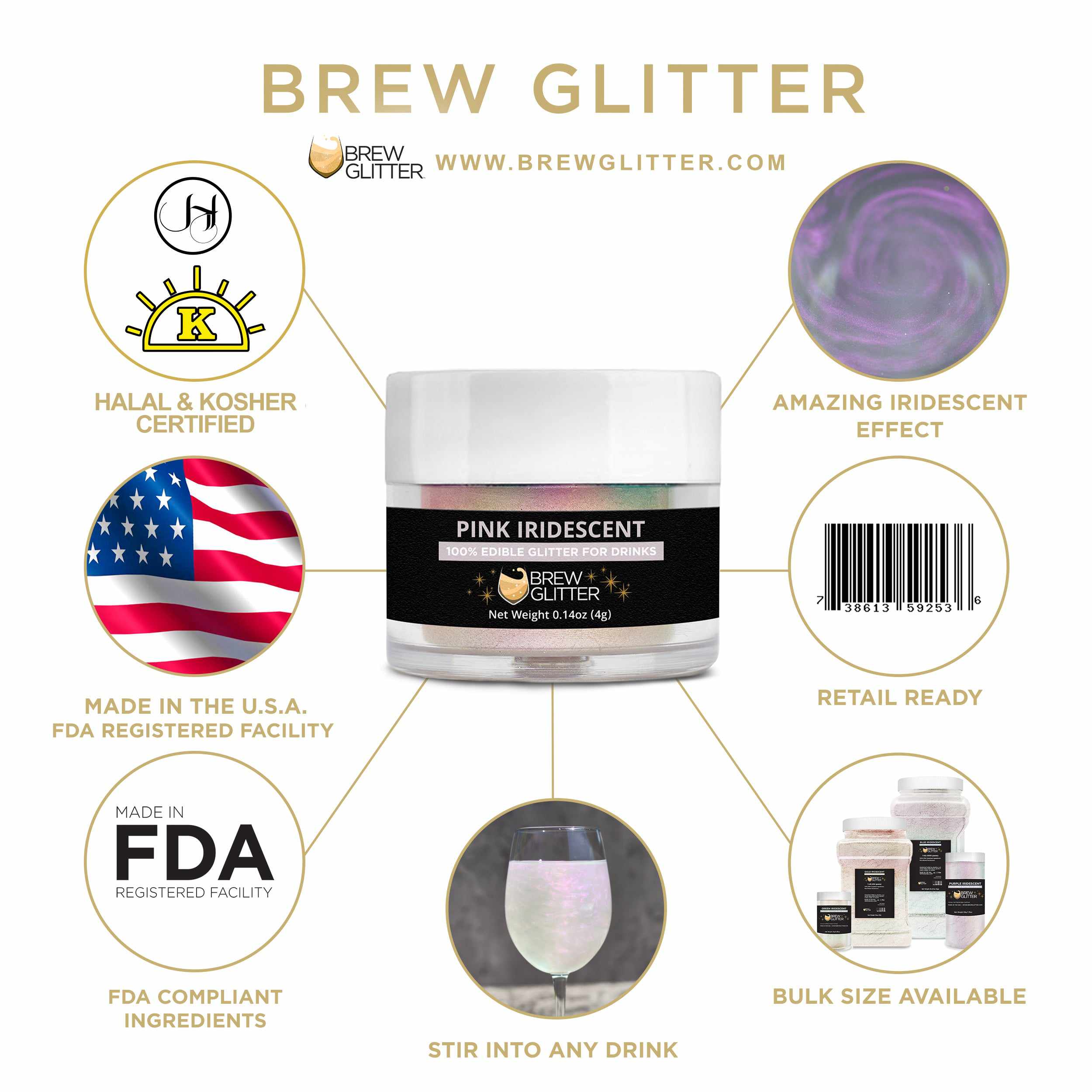 Iridescent Edible Drink Glitter | Shimmering Beverage Glitter| Bakell.com