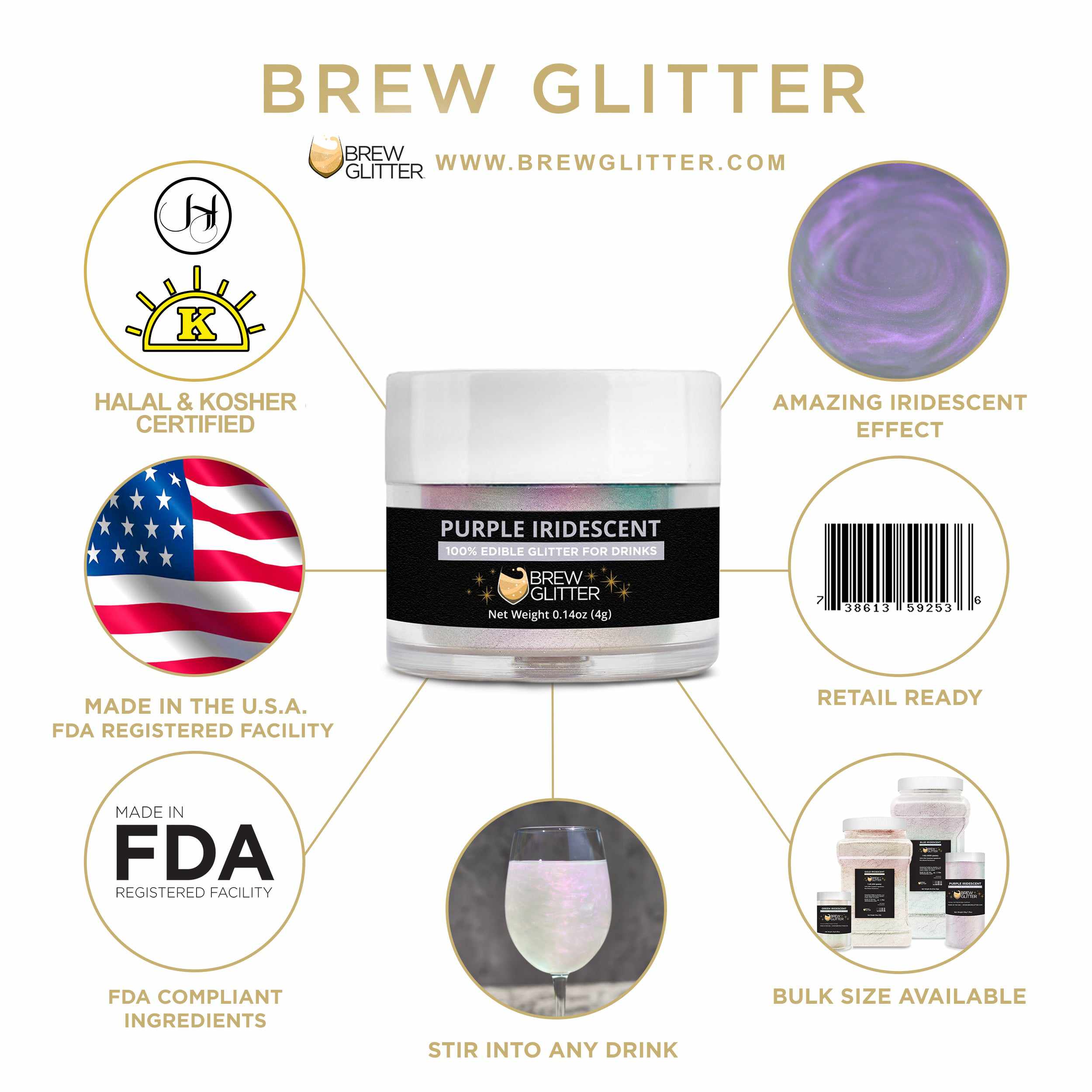 Light Purple Brew Glitter, Cocktail Beverage Glitter