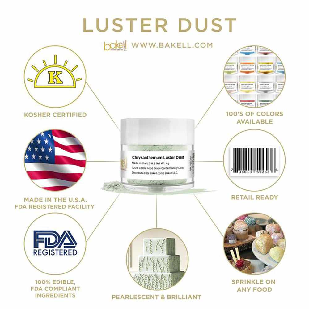 Chrysanthemum Green Luster Dust | Edible Paint | Edible Glitter | Bakell.com