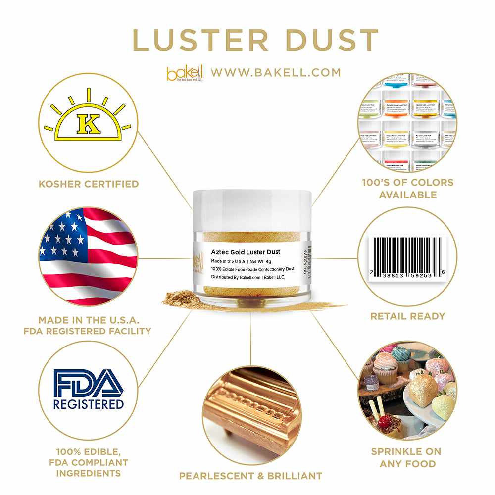 Aztec Gold Luster Dust | Edible Paint | Edible Glitter | Bakell.com