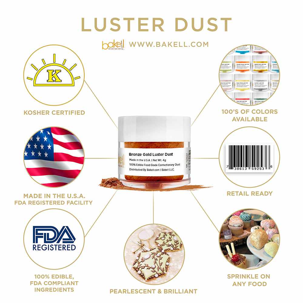 Bronze Gold Luster Dust | Edible Paint | Edible Glitter | Bakell.com