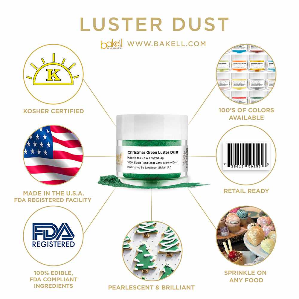 Christmas Green Luster Dust | Edible Paint | Edible Glitter | Bakell.com