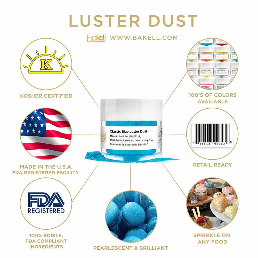 Classic Blue Luster Dust | Edible Paint | Edible Glitter | Bakell.com
