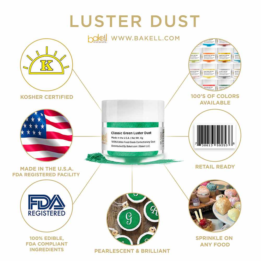 Classic Green Luster Dust | Edible Paint | Edible Glitter | Bakell.com