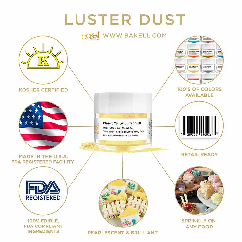 Classic Yellow Luster Dust | Edible Paint | Edible Glitter | Bakell.com