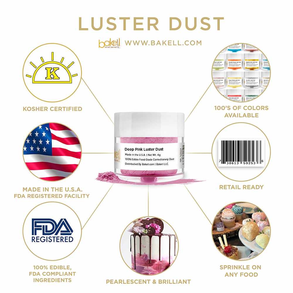 Deep Pink Luster Dust | Edible Paint | Edible Glitter | Bakell.com