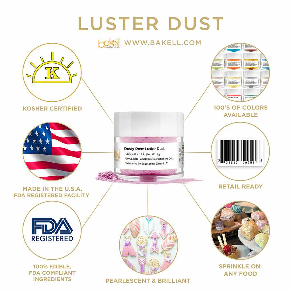 Dusty Rose Luster Dust | Edible Paint | Edible Glitter | Bakell.com