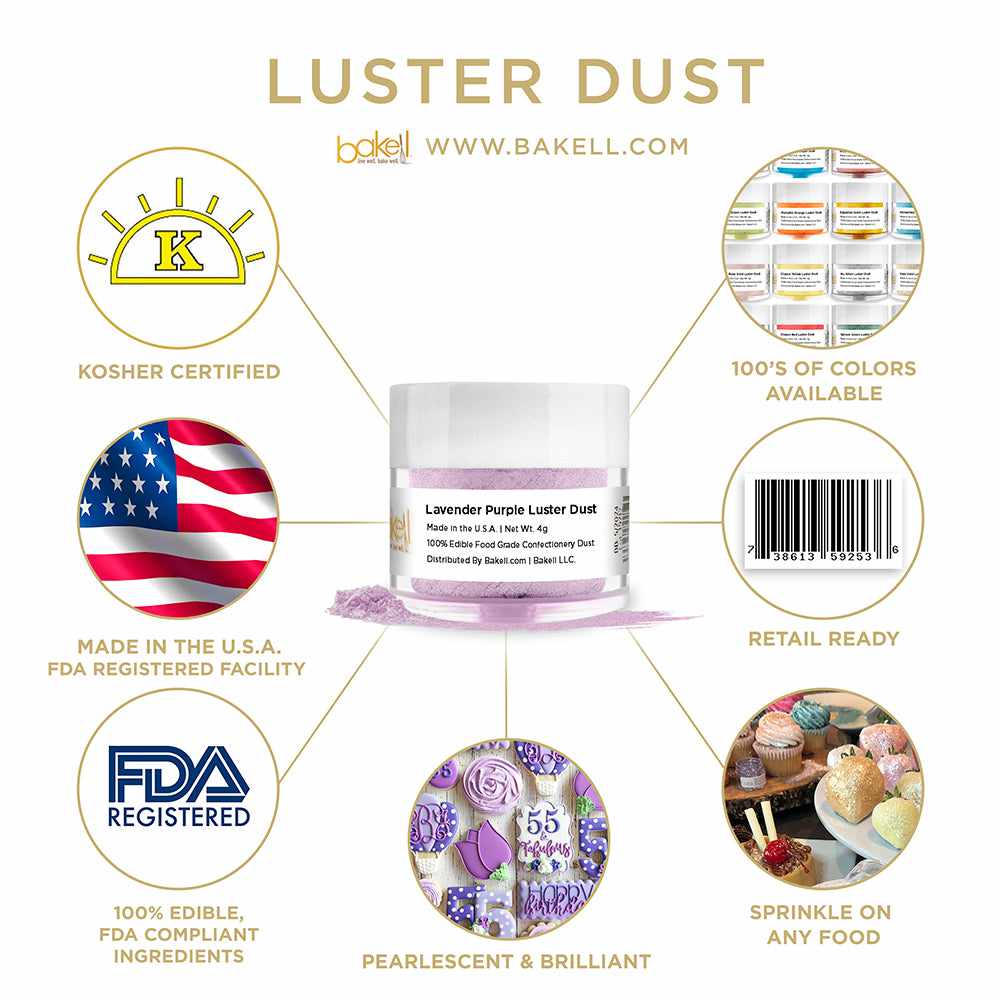 Lavender Purple Luster Dust | Edible Paint | Edible Glitter | Bakell.com